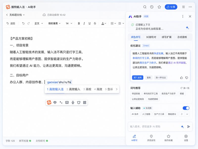 搜狗输入法AI汪仔助手实时演示