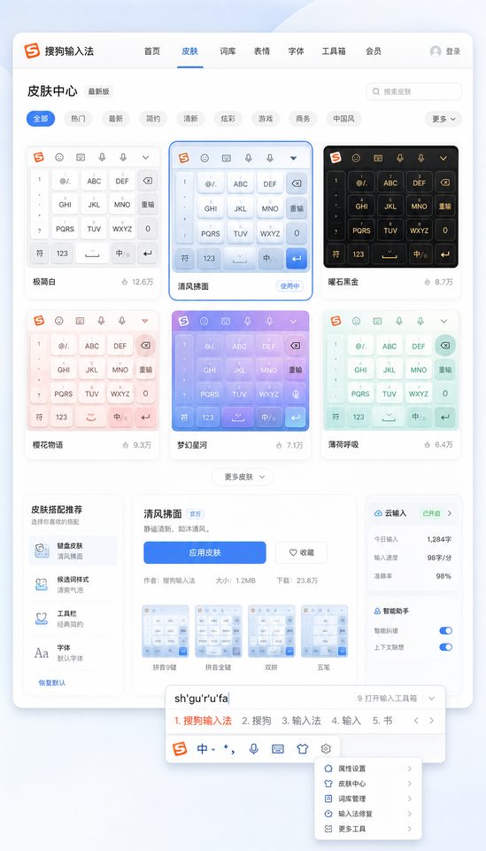 搜狗输入法海量精美皮肤展示